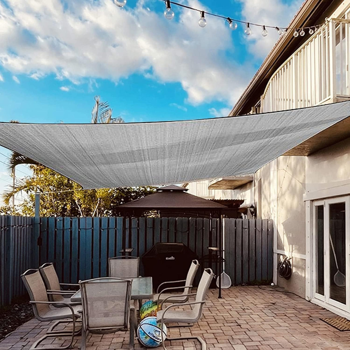 Sehr großes Sonnensegel 5x7m Sonnenschutz Set UV Schutz Grau