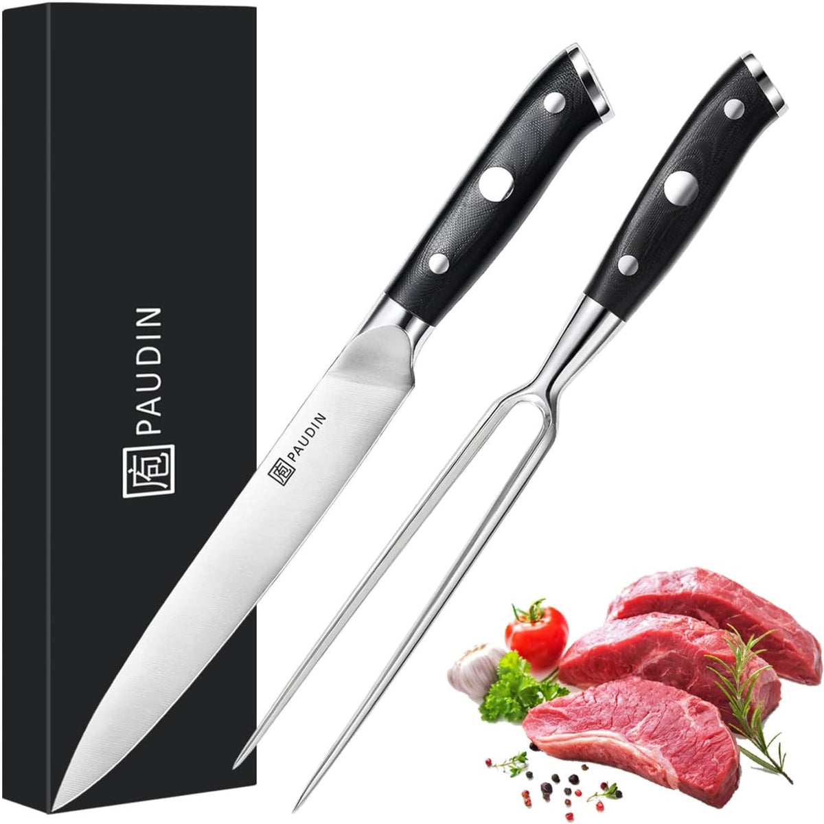Messerset mit Fleischmesser 20 cm Fleischgabel 18 cm