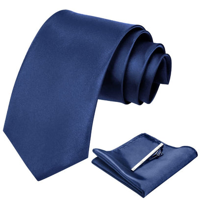 Krawatten Set Navy Blau Geschenke für Männer Krawatte 3 tlg