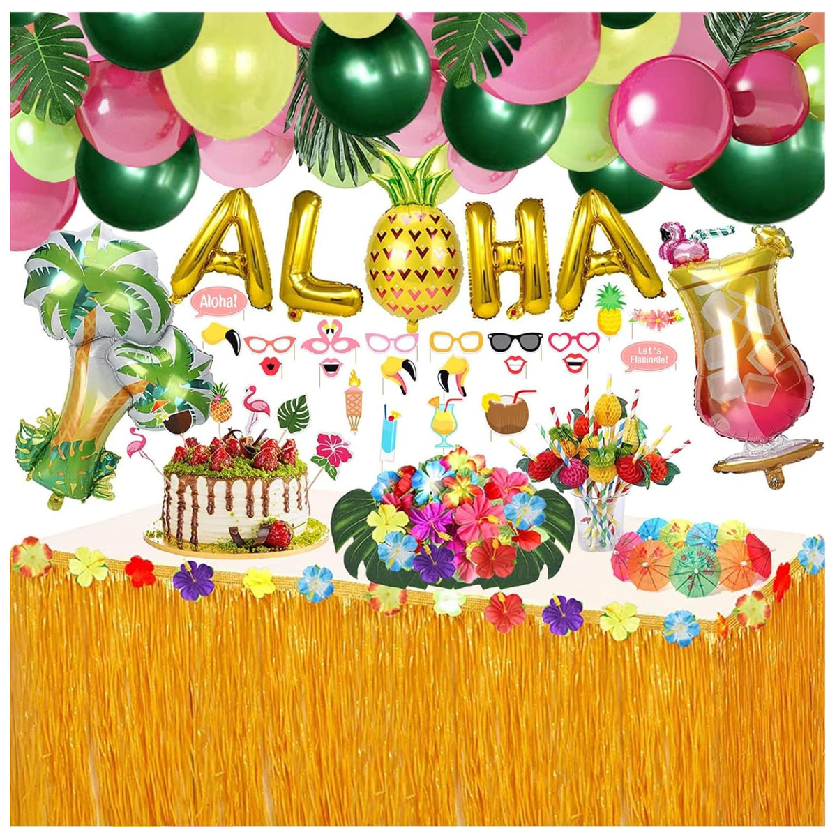 162PCS Hawaii Deko Party Dekoration Set Ballons ALOHA party