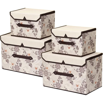 Stoffboxen 4er Set Petunia mit Deckel Faltbar Raumwunder