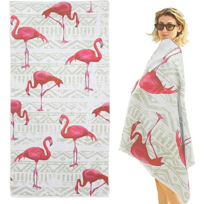 Mikrofaser Strandtuch Flamingo Groß 180x90 Schnelltrocknend