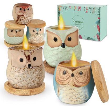 Citronella Duftkerzen Set Geschenkset Frauen Eulen 6 Stück