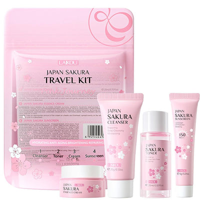 4tlg Sakura Gesichtspflege Reiseset mit SPF50+ Sonnencreme Geschenkset
