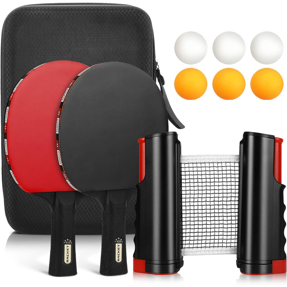 Tischtennisschläger Set mit Tischtennisnetz 2 Schläger