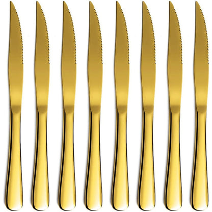 Goldenes Steakmesser Set 8 Stück Edelstahl Spülmaschinenfest