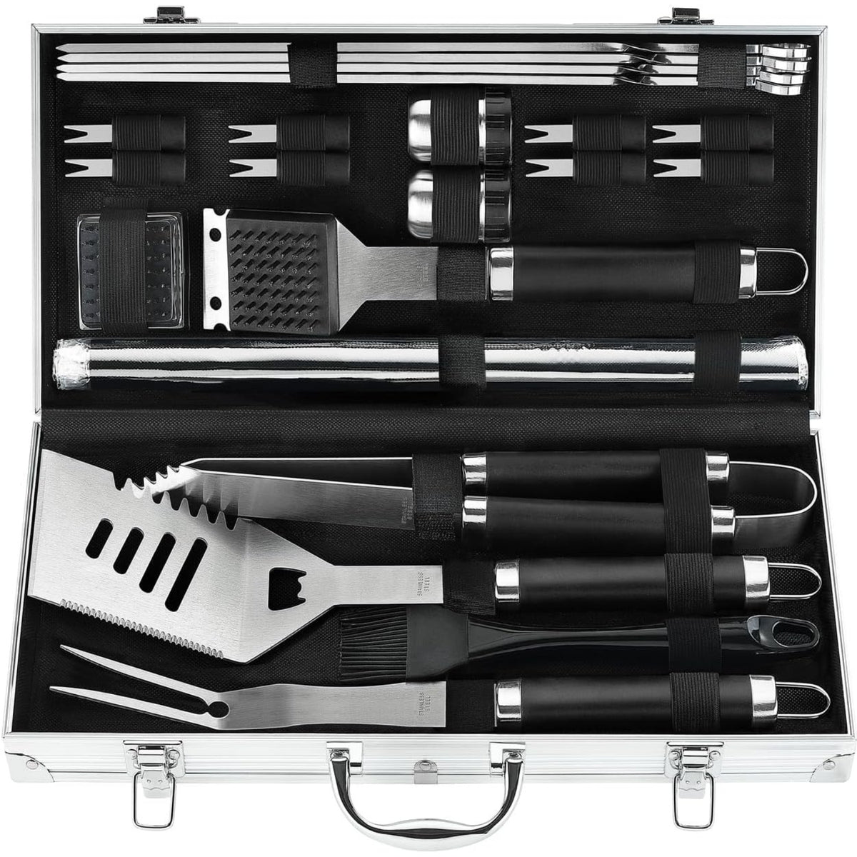Grillbesteck Set 21 Teilig im Koffer Geschenke für Männer