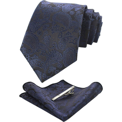 Krawatten Set Herren Geschenke für Männer Paisley Dunkelblau