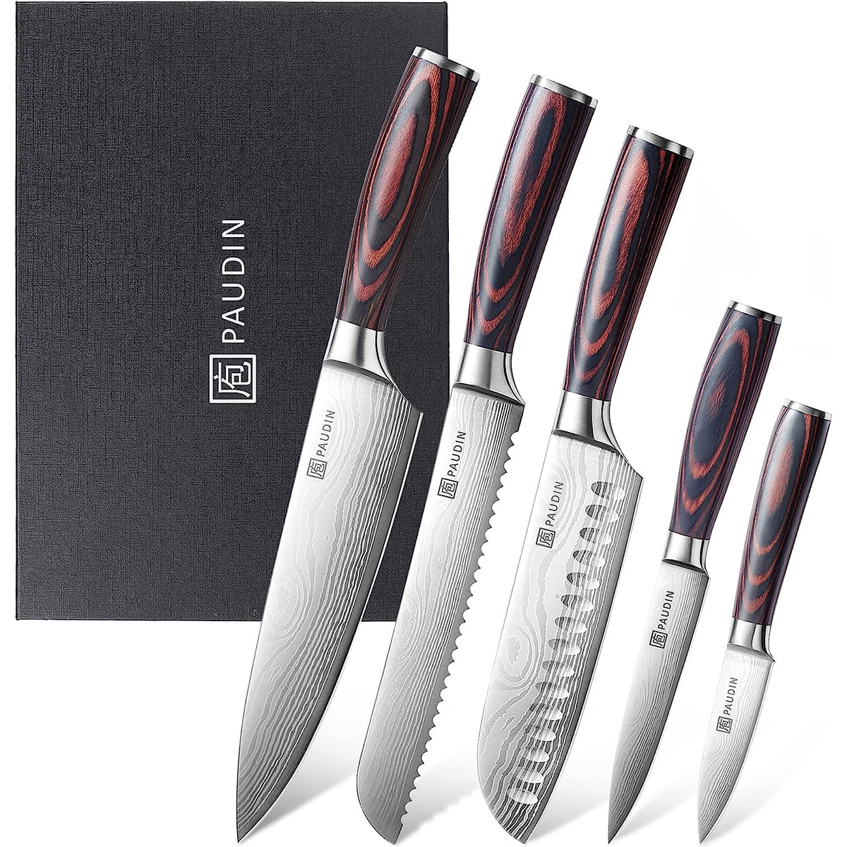 Premium Messerset Küchenmesser Set 5 tlg Carbon Edelstahl
