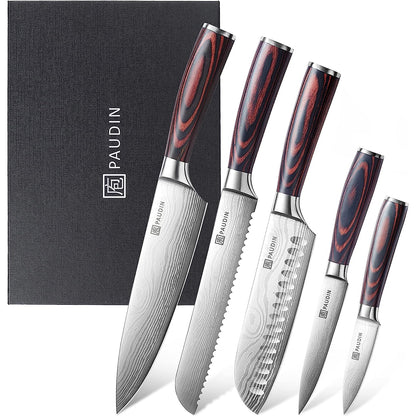 Premium Messerset Küchenmesser Set 5 tlg Carbon Edelstahl