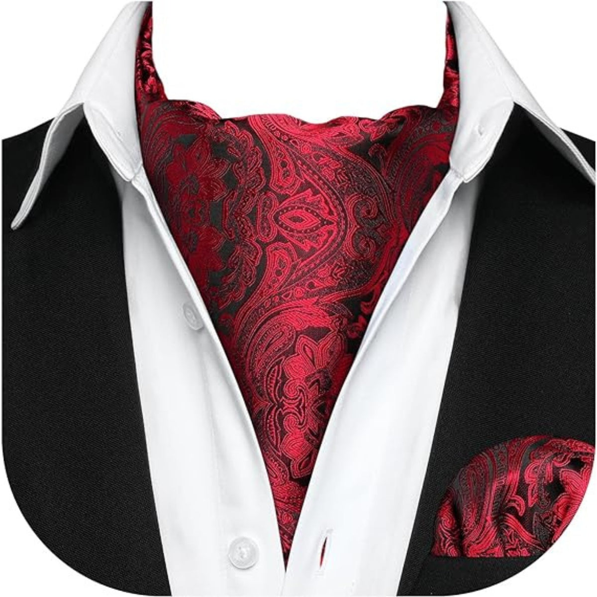 Herren Krawattenschal Rot Paisley Set
