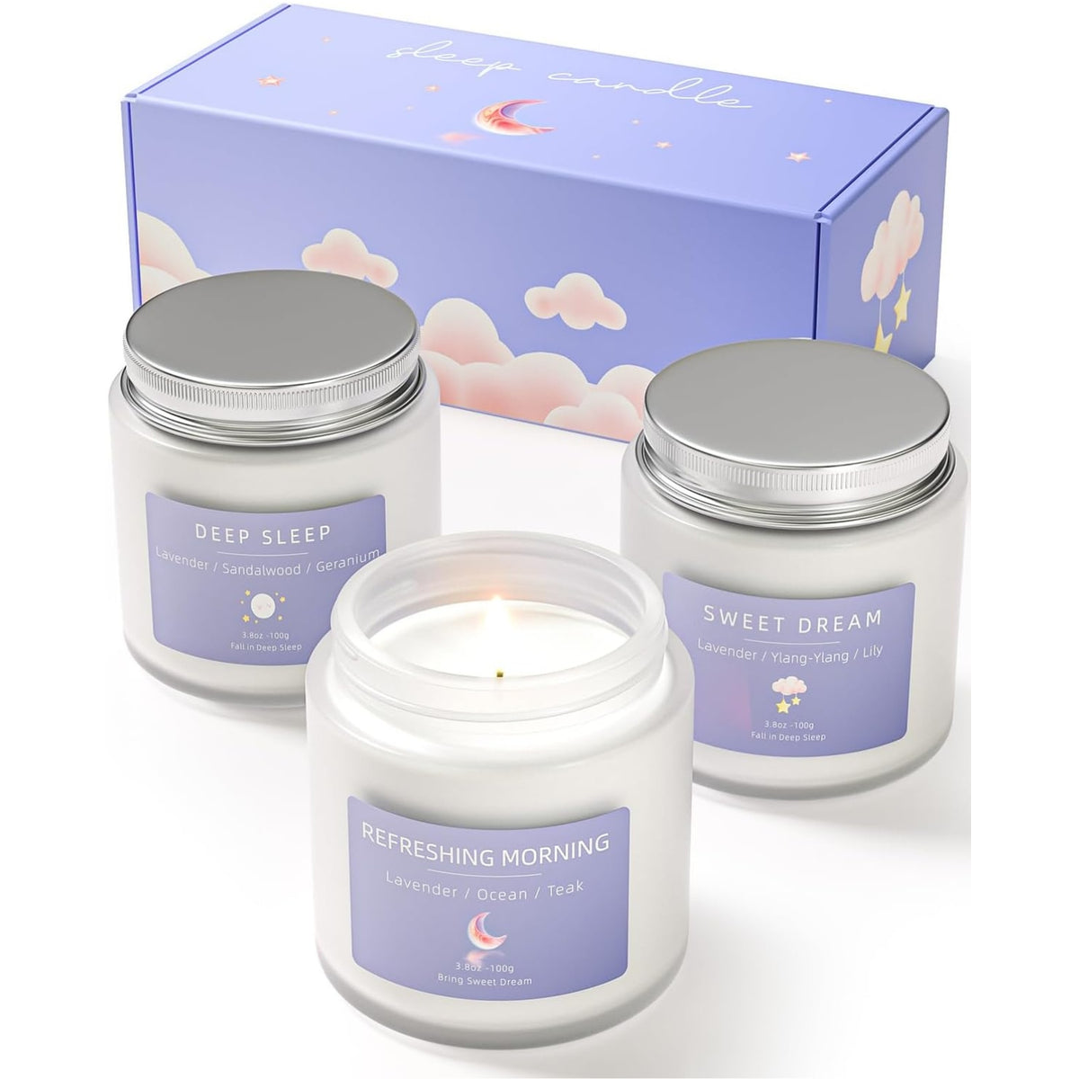 Schlafkerzen 3 Duftkerzen im Glas Geschenke für Frauen