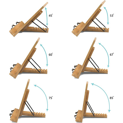 Kochbuchständer Bambus 6 Winkel Einstellbar Leicht Faltbar Multifunktional