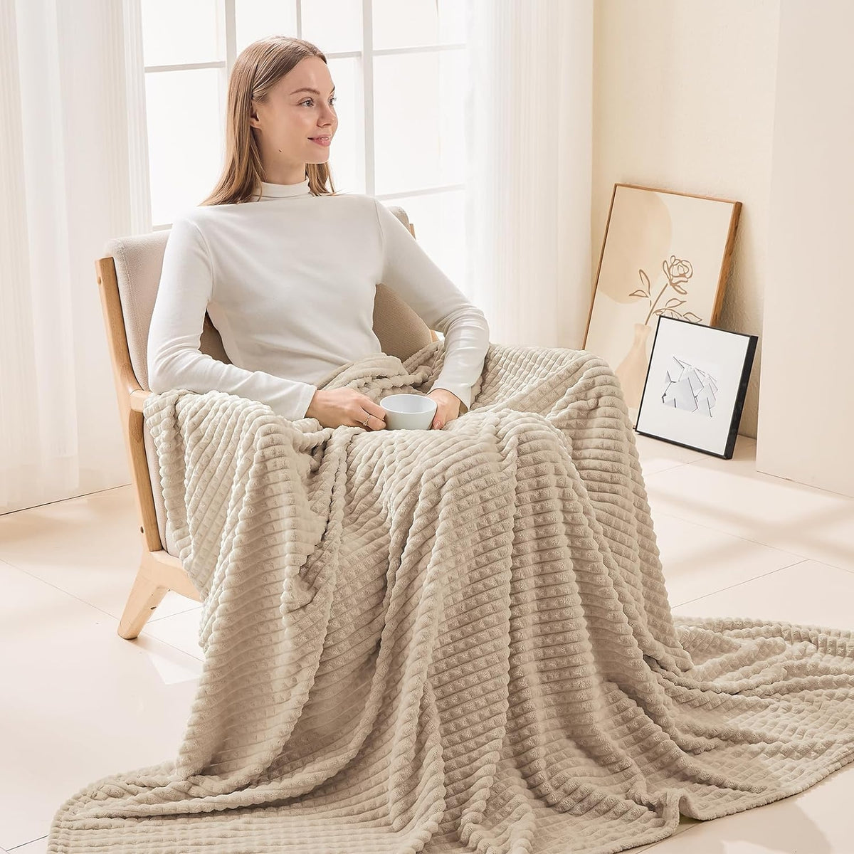 Bettdecke Kuscheldecke Flauschig 150 x 200 cm Beige