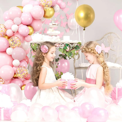 Luftballon Girlande Rosa Gold Babyparty Deko 128 stück