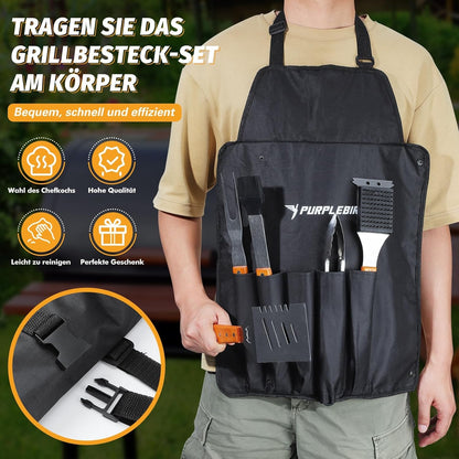 KraftGriller Premium Grillbesteck Set 5-TLG mit Holzgriff