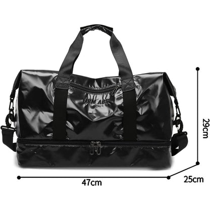 Schwarz Gym Bag Groß Wasserdicht mit  Nassfach Sporttasche Reisen Fitness