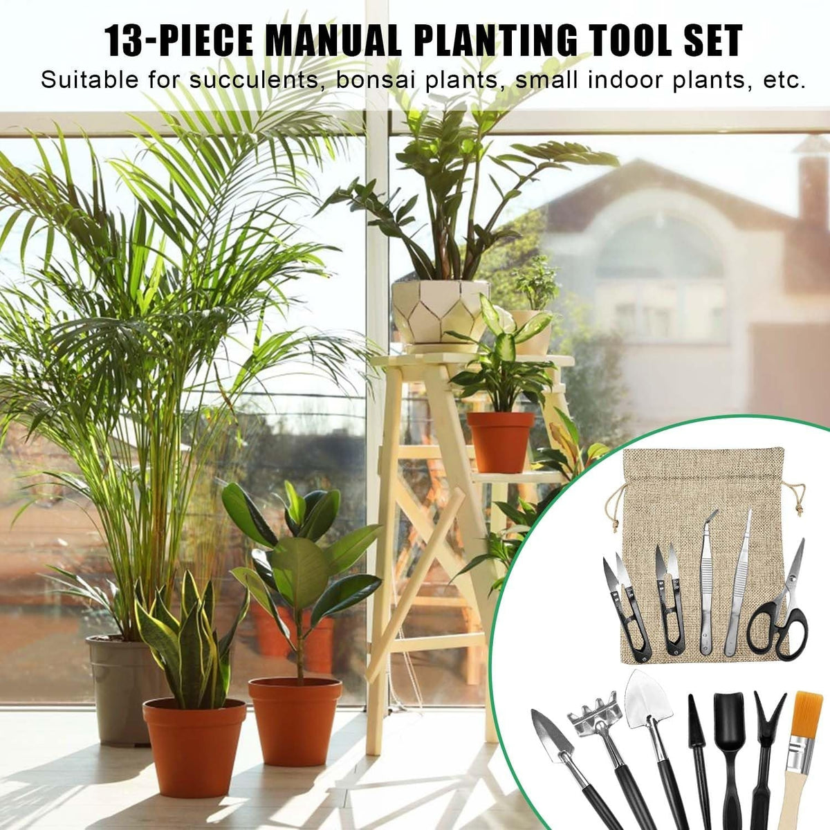 Bonsai Werkzeug Garten Set 13 Teile mit Aufbewahrungsbeutel