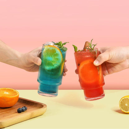 Cocktailgläser mit Deckel mit Glasstrohalme 475ml 4x Set