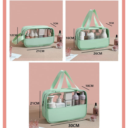 Kosmetiktasche Transparent PVC 3 Stück Wasserdicht Leicht Kulturbeutel Grün