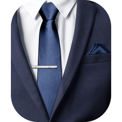 Krawatten Set Navy Blau Geschenke für Männer Krawatte 3 tlg