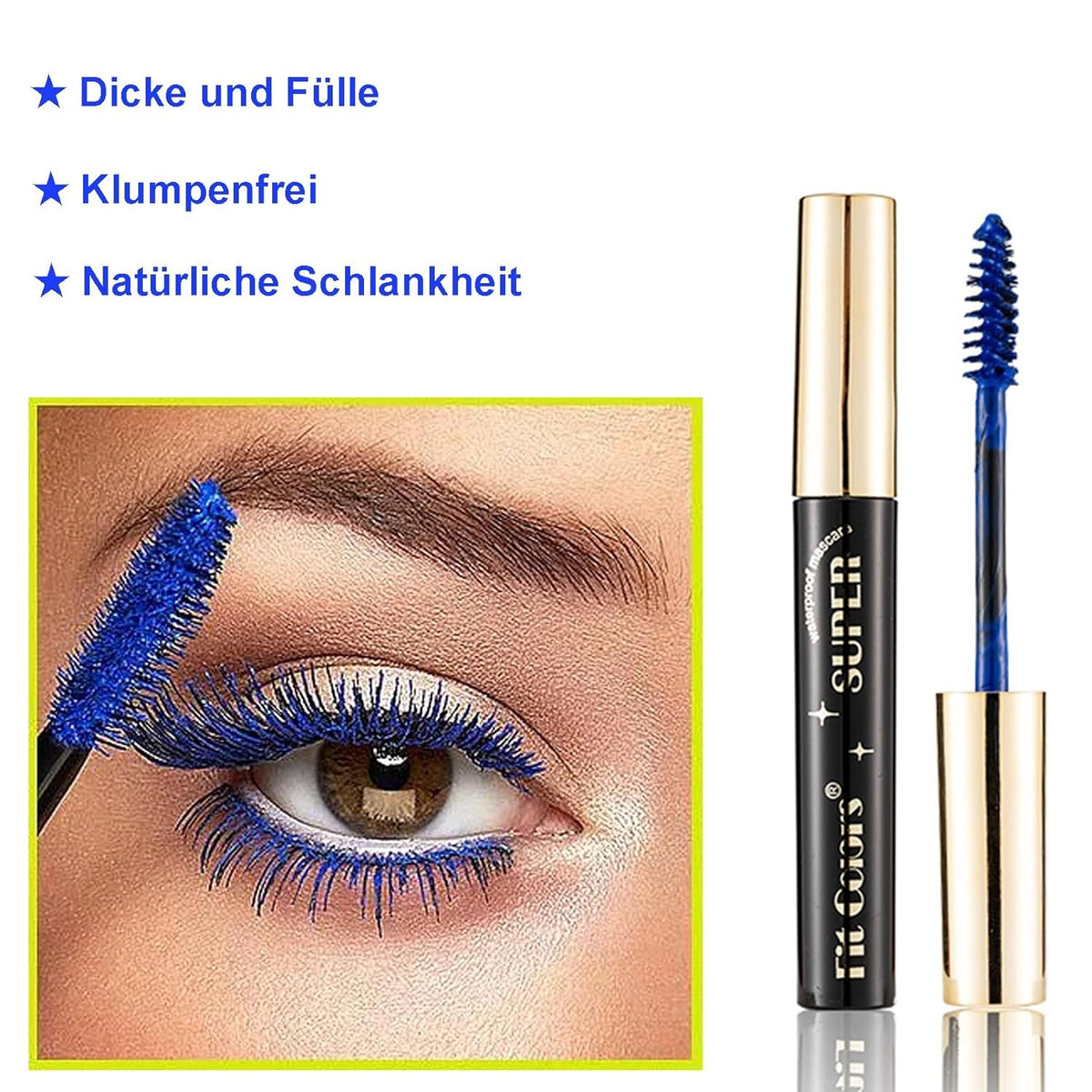 Wasserfeste Wimperntusche Wimpern Färben Blau Bunt Volumen Langlebig für Bühne
