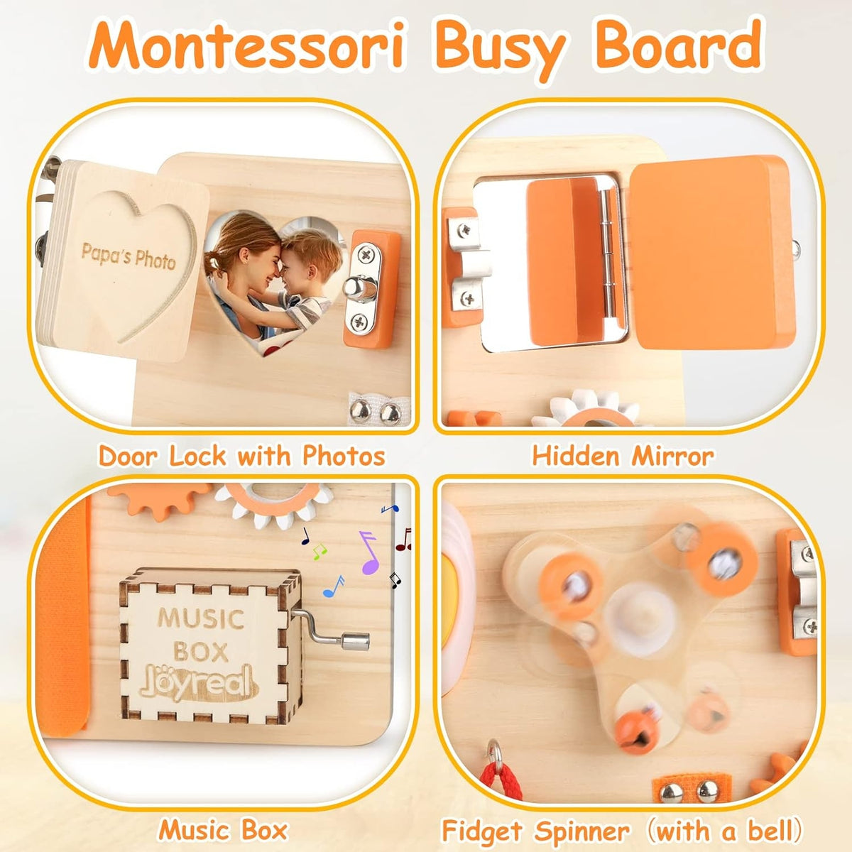 Busy Board Montessori Holz Motorikbrett Sensorik Spielzeug ab 1 Jahr