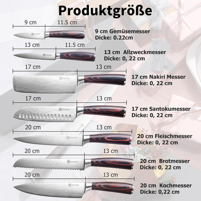XL Premium Messerset 7-teilig Profi Kochmesser Küchenmesser