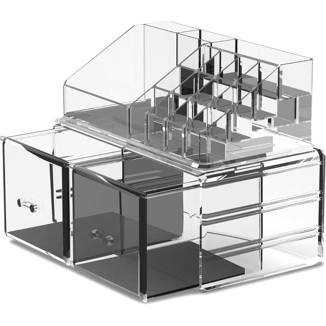 Schmink Aufbewahrungskasten Transparent 2 Lagen 2 Schubladen Schlafzimmer Bad