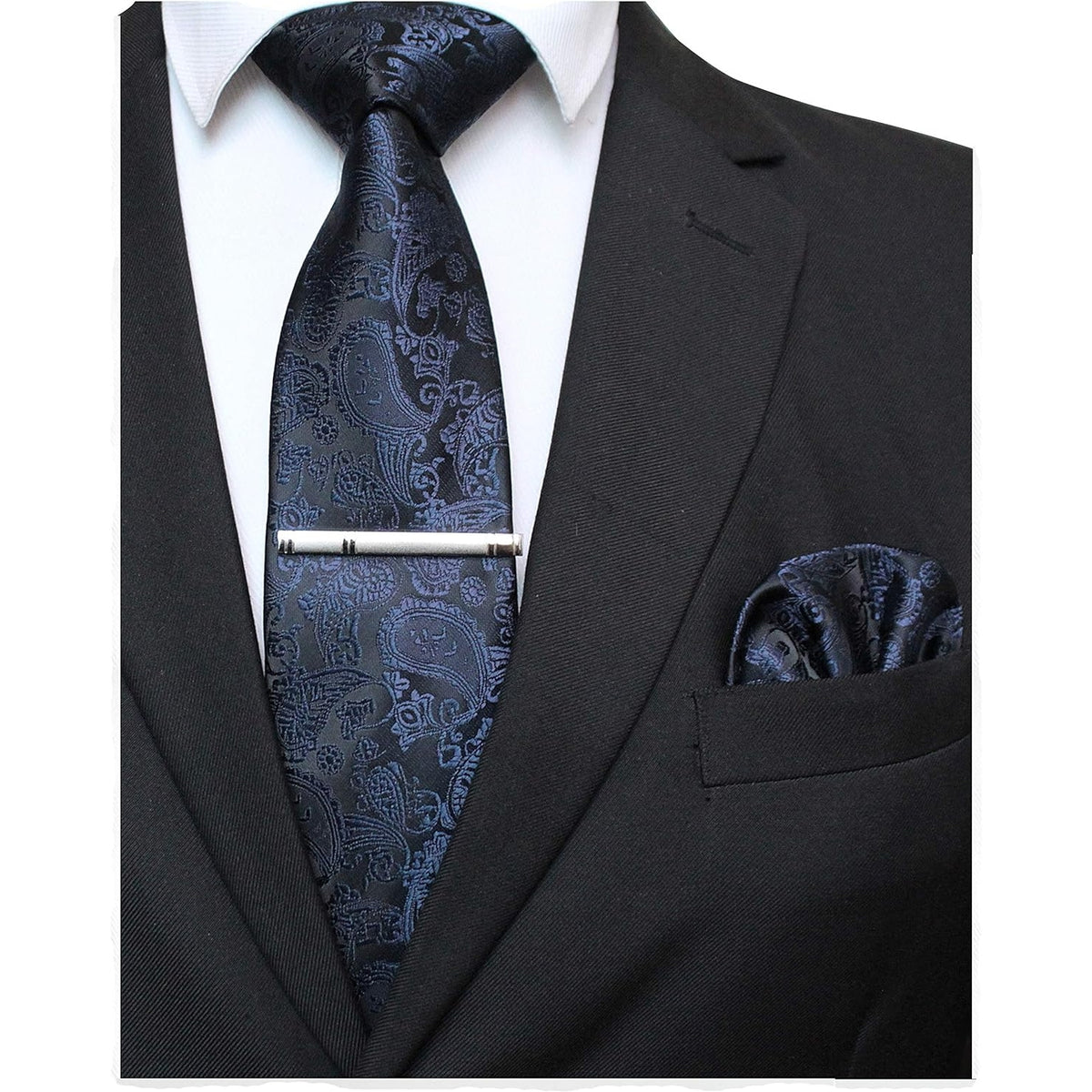 Krawatten Set Herren Geschenke für Männer Paisley Dunkelblau