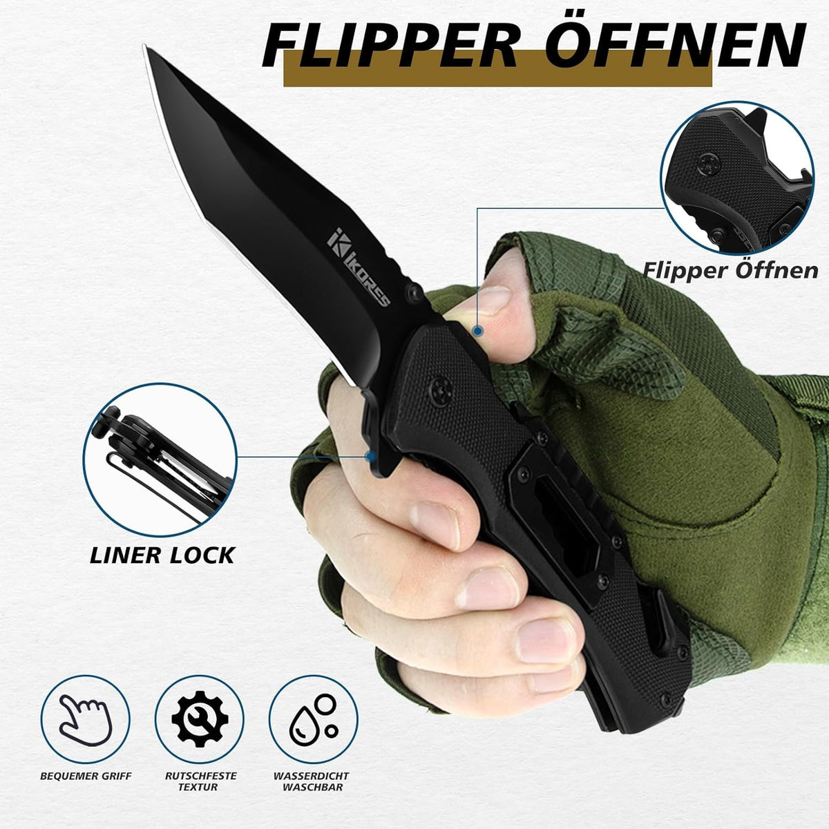 Premium Klappmesser 20cm Einhandmesser Aluminium-Griff