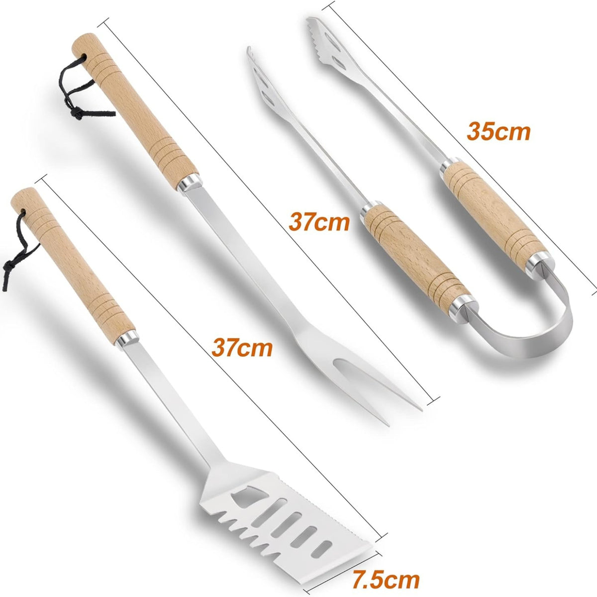 3 Teiliges Grillzubehör Set mit 4in1 Spatula Geschenk Männer
