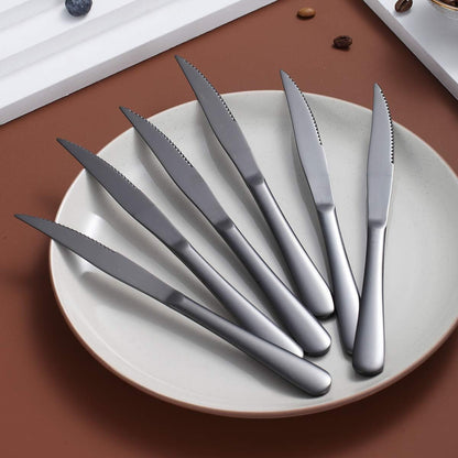 Schwarzes Steakmesser Set 8x Edelstahl Besteck Grill zubehör