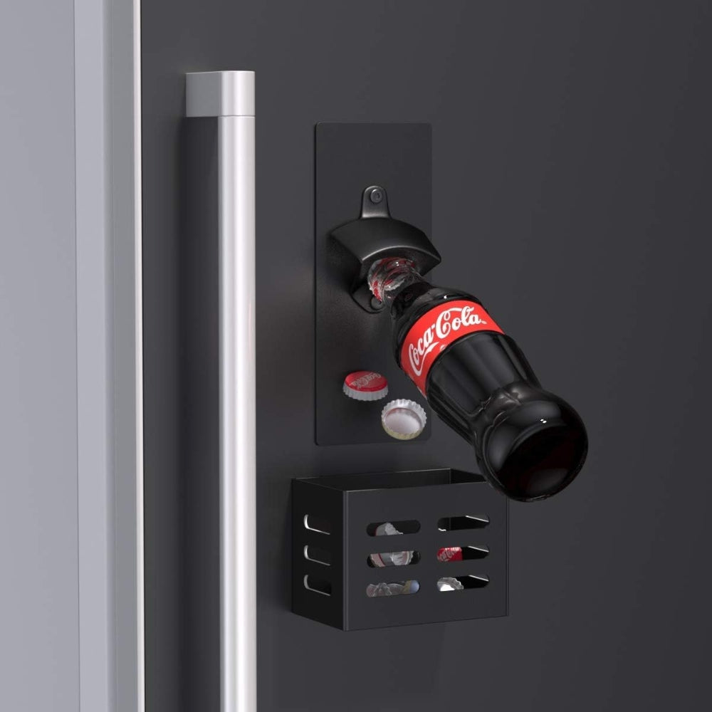 Magnet Flaschenöffner Wand Kohlenstoffstahl Auffangbehälter Schwarz Biergeschenk