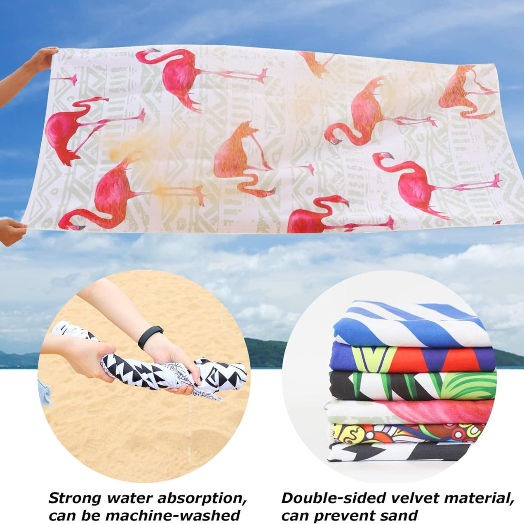Mikrofaser Strandtuch Flamingo Groß 180x90 Schnelltrocknend