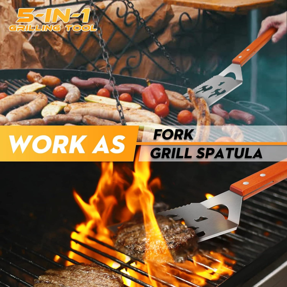 5 in 1 Grillwender 41 cm Grillzubehör Geschenke für Männer