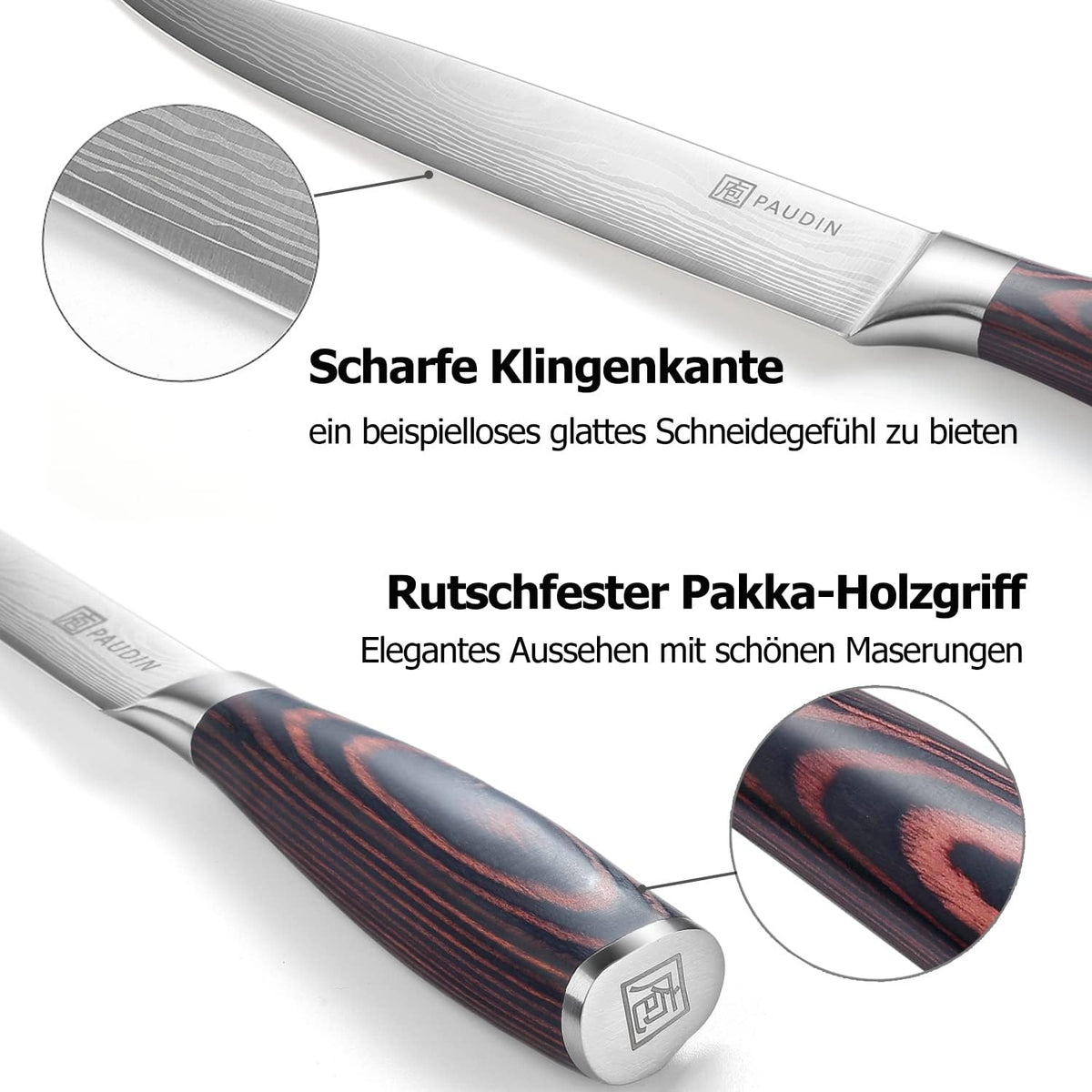 Premium Fleischmesser Küchenmesser 20 cm mit Holzgriff
