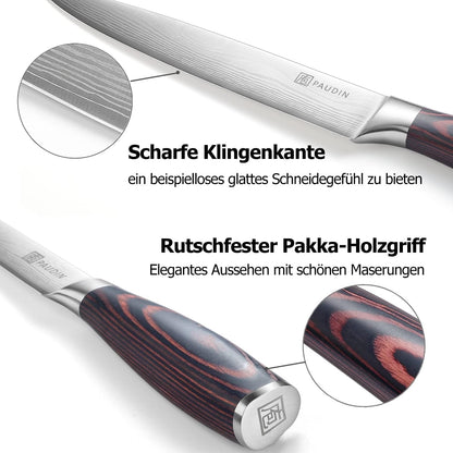 Premium Fleischmesser Küchenmesser 20 cm mit Holzgriff