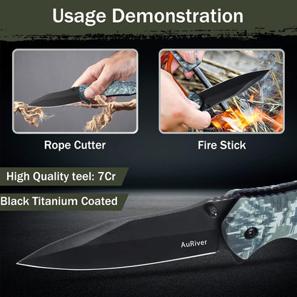 Taschenmesser Militärmesser 3 in 1 Klappmesser Tarngrün