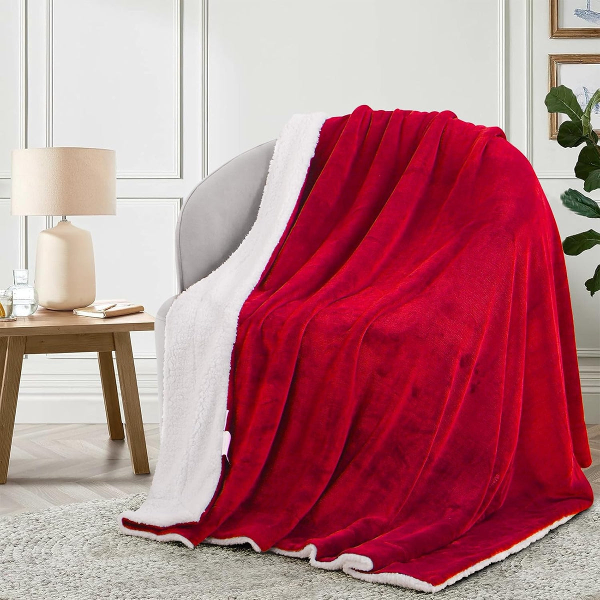 Kuscheldecke Flauschig Sherpa Rot 150x200cm Extra Warm