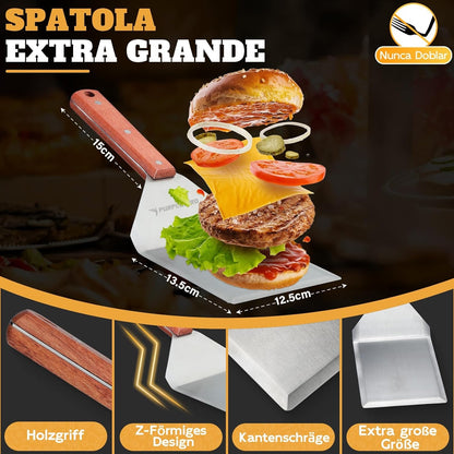 Smashburger Set Grillzubehör Burgerpresse + 2x Grillspachtel