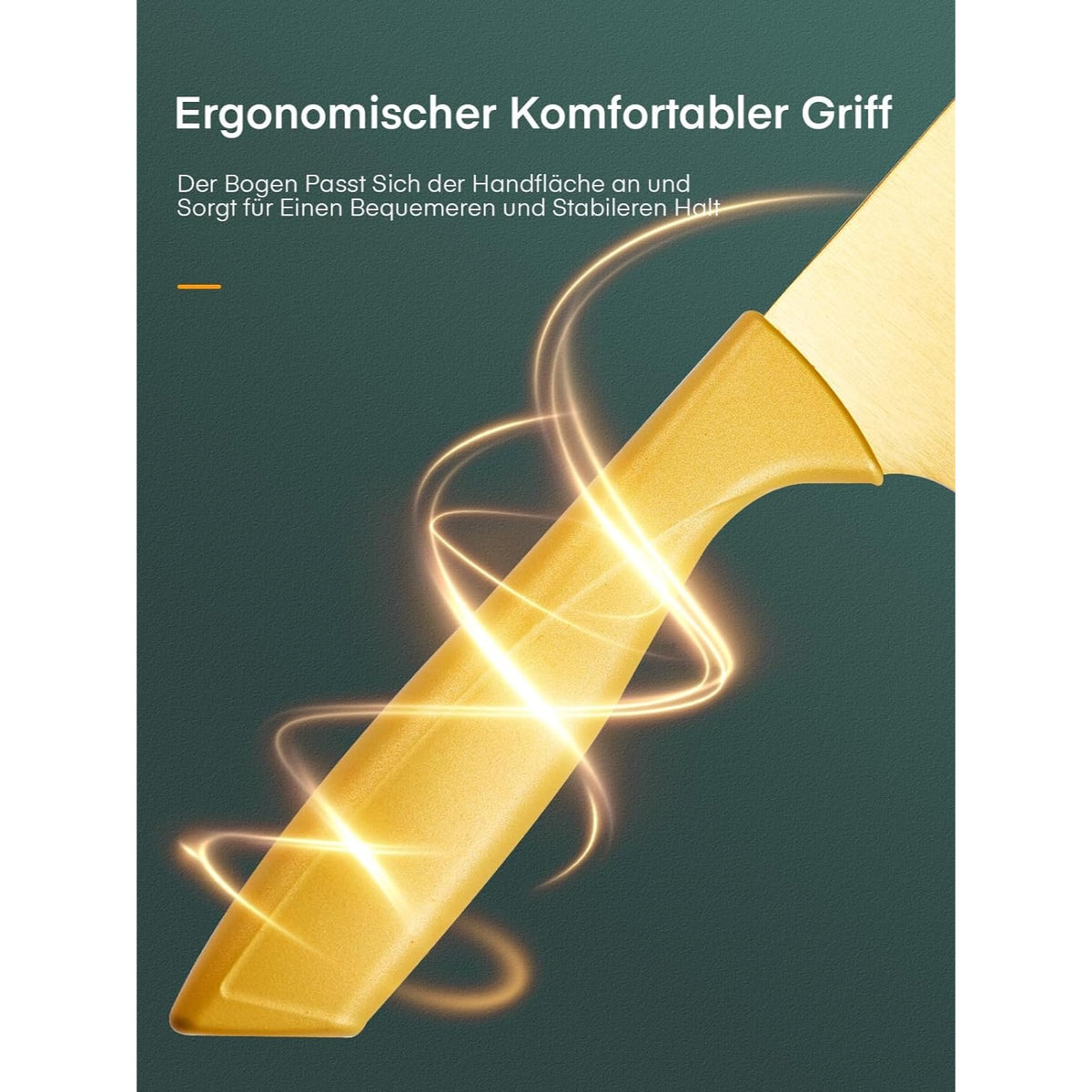 16 TLG Messerblock Set mit Messer Gold Titanbeschichtung Edelstahl mit hohem Kohlenstoffgehalt kein Rost scharf Acrylmesserhalter Küchenmesser Set