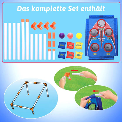 Wurfspiel Kinder Outdoor Cornhole Spiel Game Set mit 6 Sitzsäcken 3 Kugeln Sitzsackwurf Draußen Garten Spielzeug Tragbares Cornhole Board Spielzeug