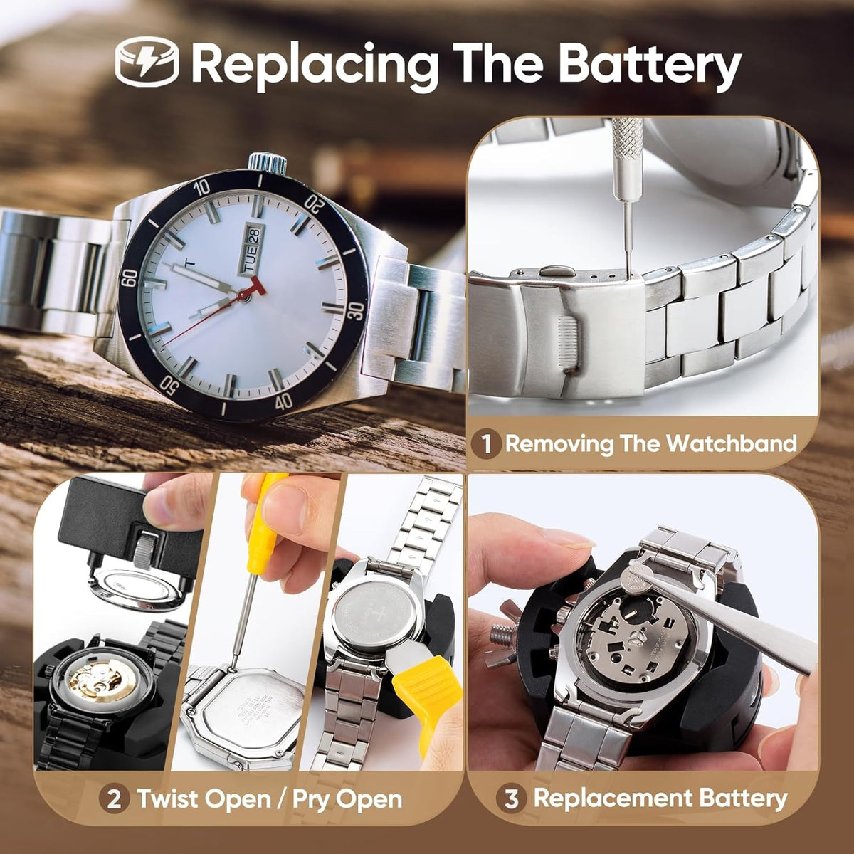 Uhrmacherwerkzeug Set Uhrenwerkzeug Batteriewechsel Uhren Werkzeuge Set Uhr Reparatur Werkzeug mit Uhrenöffner Federstegwerkzeug Uhren Schraubendreher