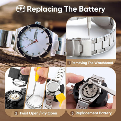 Uhrmacherwerkzeug Set Uhrenwerkzeug Batteriewechsel Uhren Werkzeuge Set Uhr Reparatur Werkzeug mit Uhrenöffner Federstegwerkzeug Uhren Schraubendreher