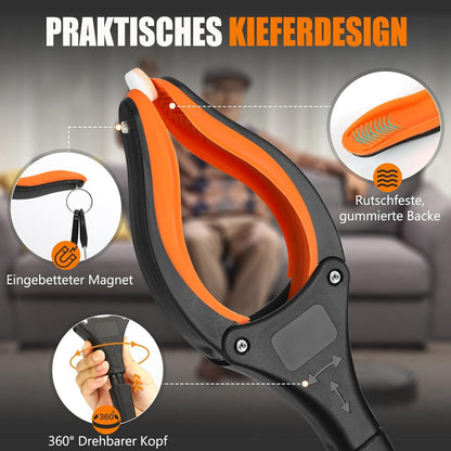 2 Stück Müllzange Greifzange 100 x 80 cm Faltbare Müllgreifer Drehbar für Senioren Greifer Greifzange für Müll Starkem Griff Magnetische Spitze