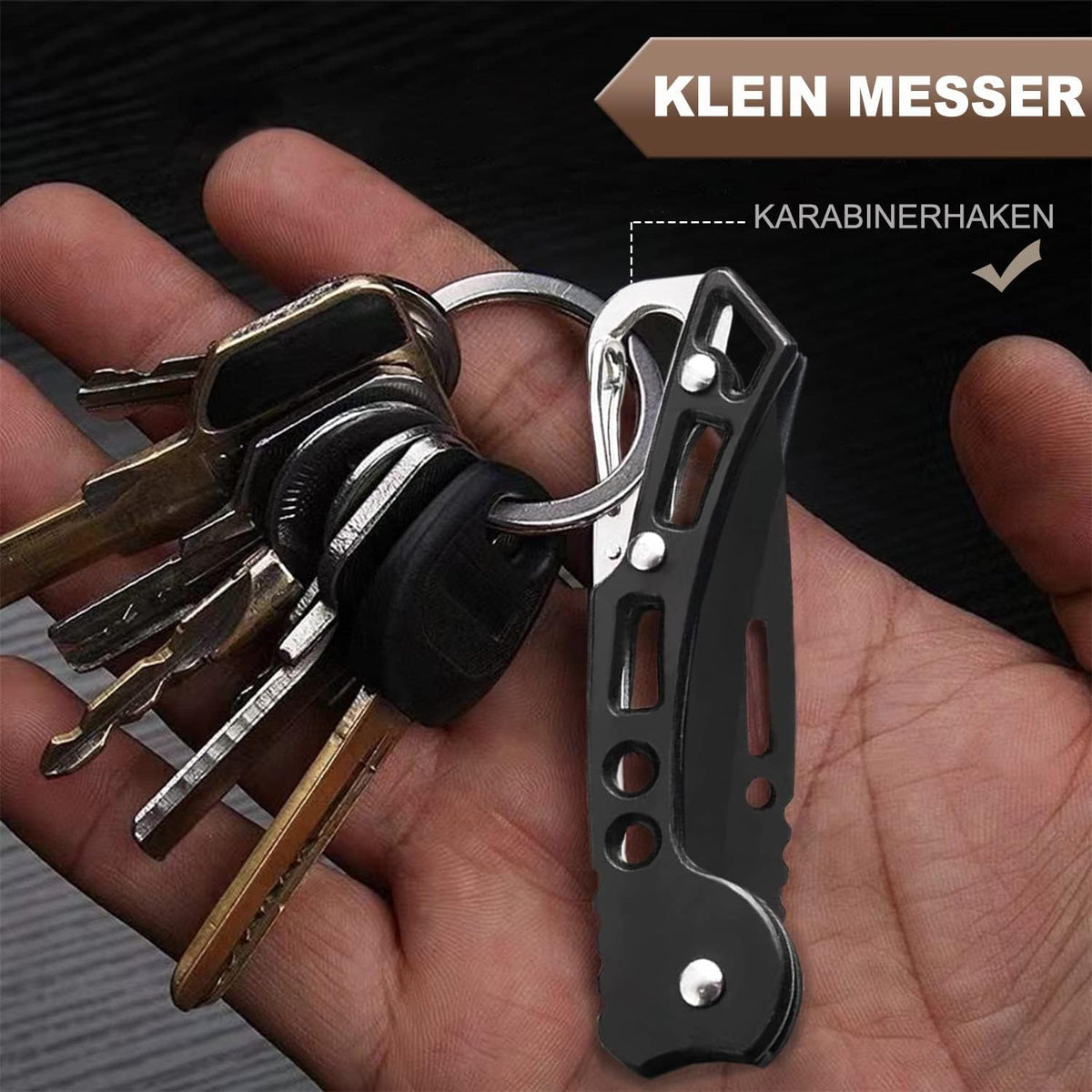 Kleines Taschenmesser Klappmesser Klein Messer mit Schlüsselring Mini Scharf Klappmesser EDC Messer für Outdoor Camping aus 4CR14 Stahl