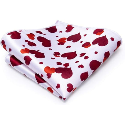 Krawatten Set Herren Rotes Herz Gewebte Seide Einstecktuch Manschettenknöpfe Abschlussball Hochzeit Formelle Krawatten Sets Geschenkbox