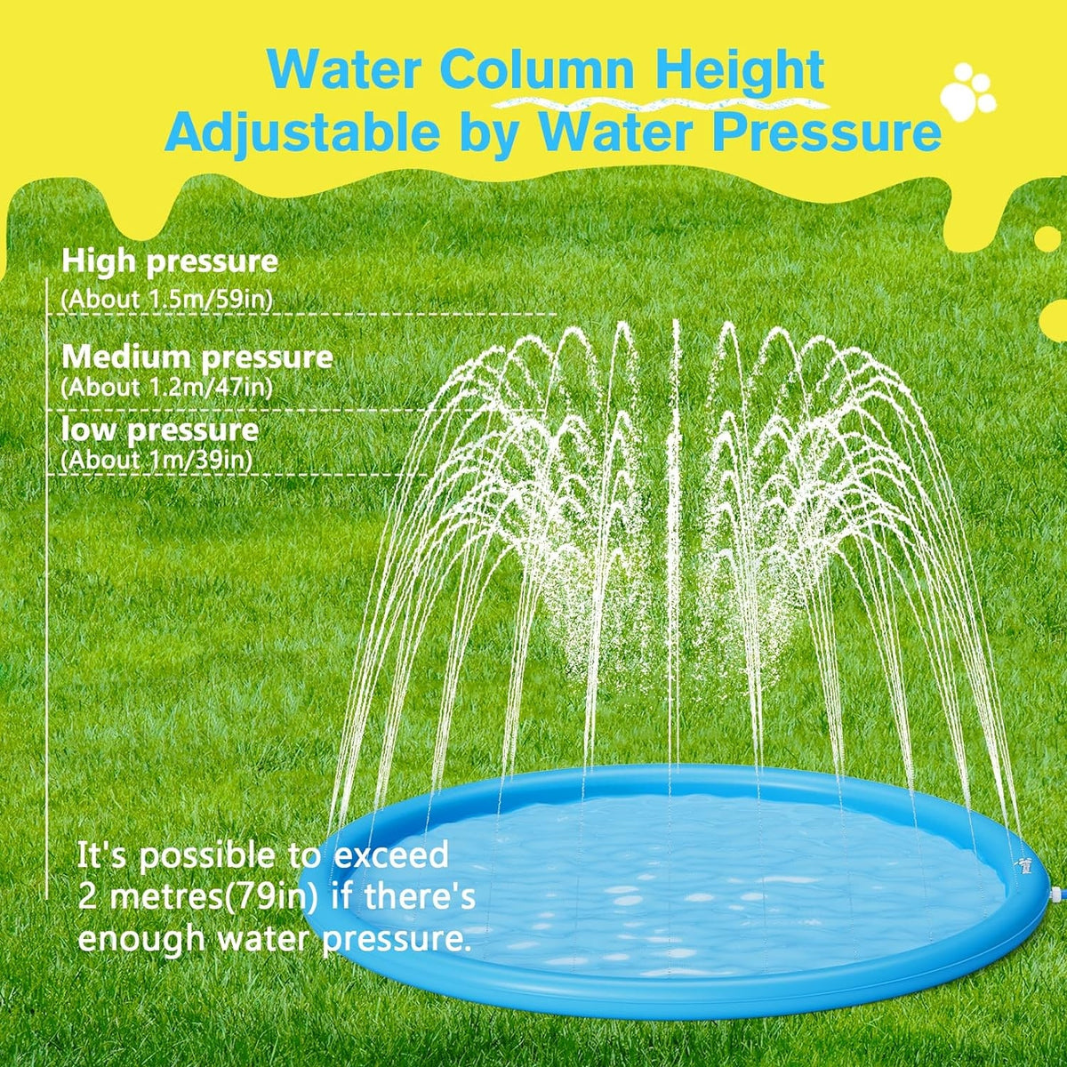Wasserspielzeug Hund Sprinkler Wasser-Spielmatte Splash 100x100x10cm Sprinkler für Hunde Spritz wasserspiel Matte Splash Pad