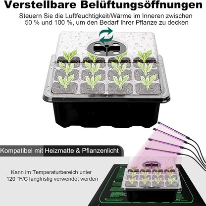 Anzucht Gewächshaus Pflanzkasten 6 Stück Zimmergewächshaus Anzuchtkasten 72 Zellen Mini Gewächshaus Anzuchtset Setzling Starter Tabletts Treibhaus